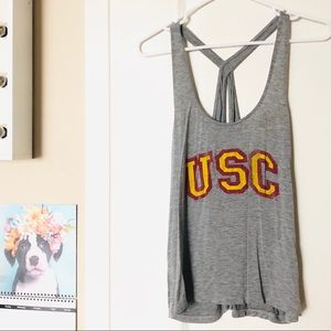 USC Trojans ❤️✌🏻️💛 gray logo open back tank top